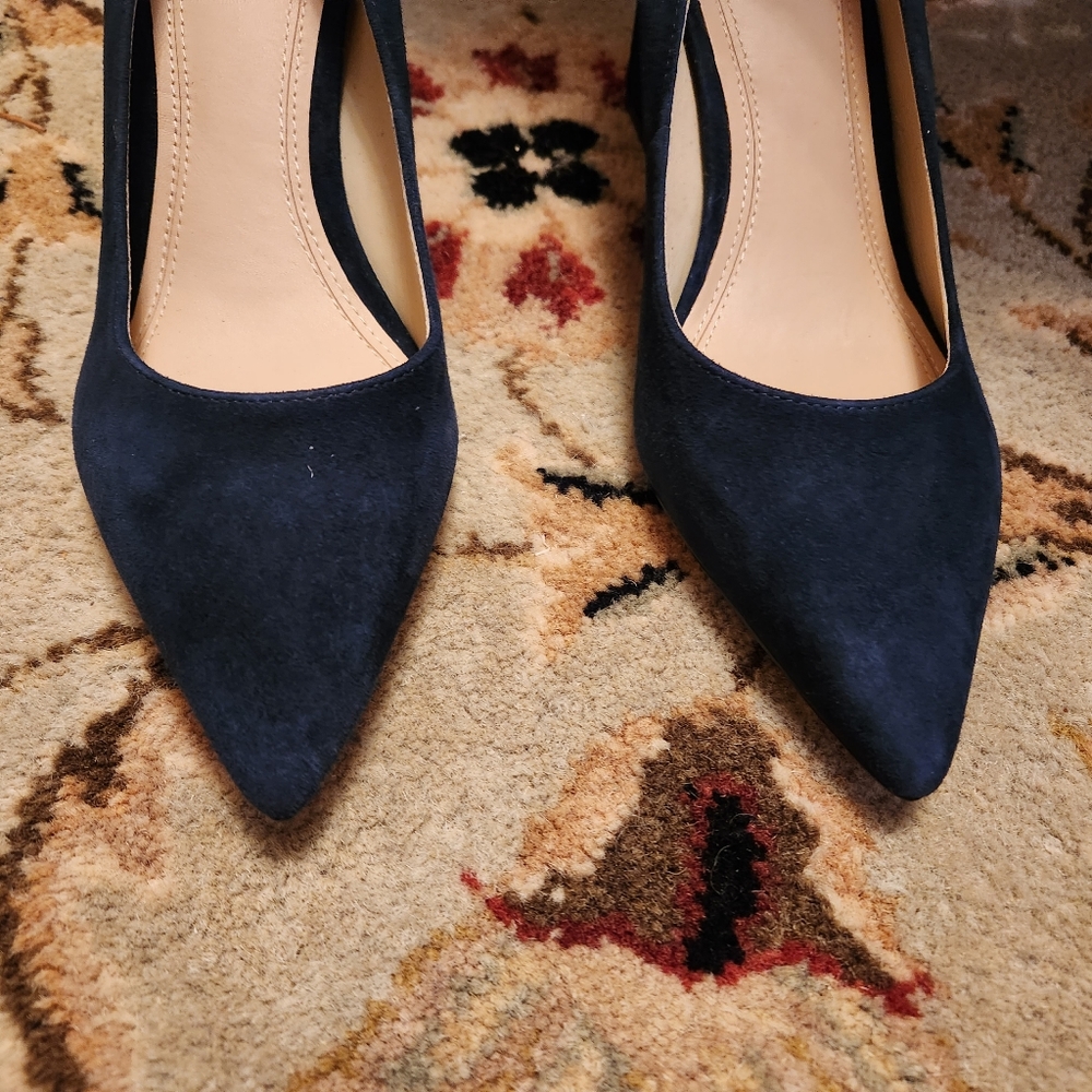 Marc Fisher Navy Suede Pointed-Toe Heels - Picture 2 of 9